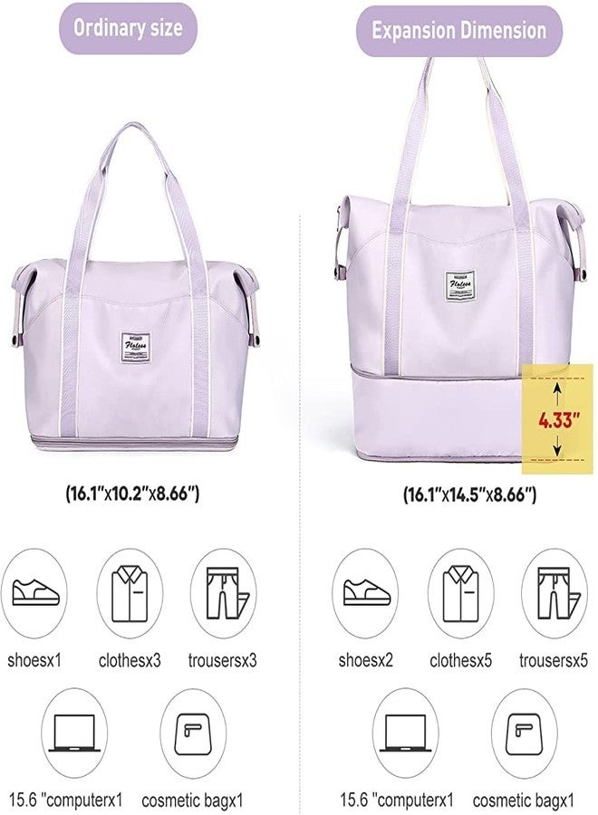 LNT - Women's Foldable Travel Duffel Bag - Lightweight Waterproof Polyester, Dry & Wet Separation, Fixed Strap, Large Capacity Carry-On Luggage (Pink) - Image 3